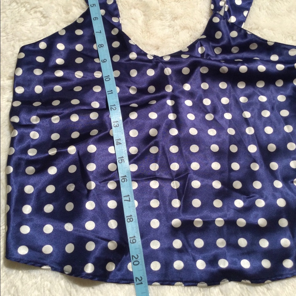 🌀2XHP!🌀VINTAGE | Satin Blue Silver Polka Dot PJs - Picture 7 of 12